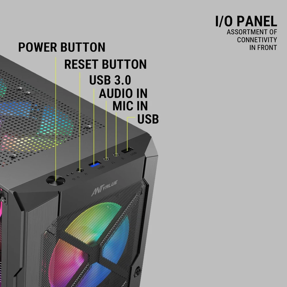 Ant Value Gaming Mid Tower Cabinet (Micro ATX, M-ATX, ITX) VM50 view 4